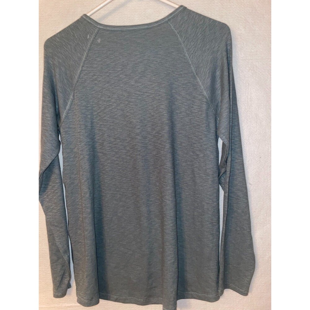 Orvis womens M crew neck gray blue ribbed long sleeve Top Pullover easy care - Picture 3 of 4